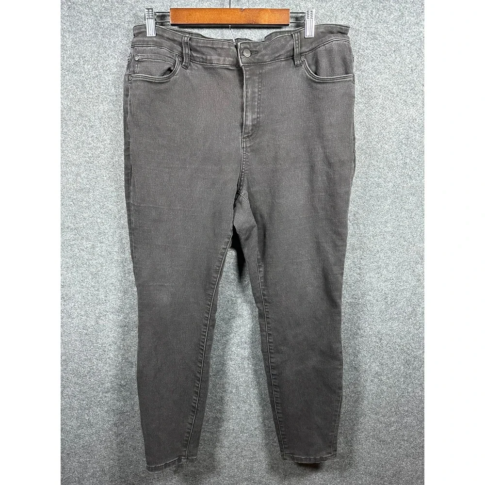 Tahari Kelly Classic Skinny Jeans Mens 16W Faded Black Stretch Denim Pants